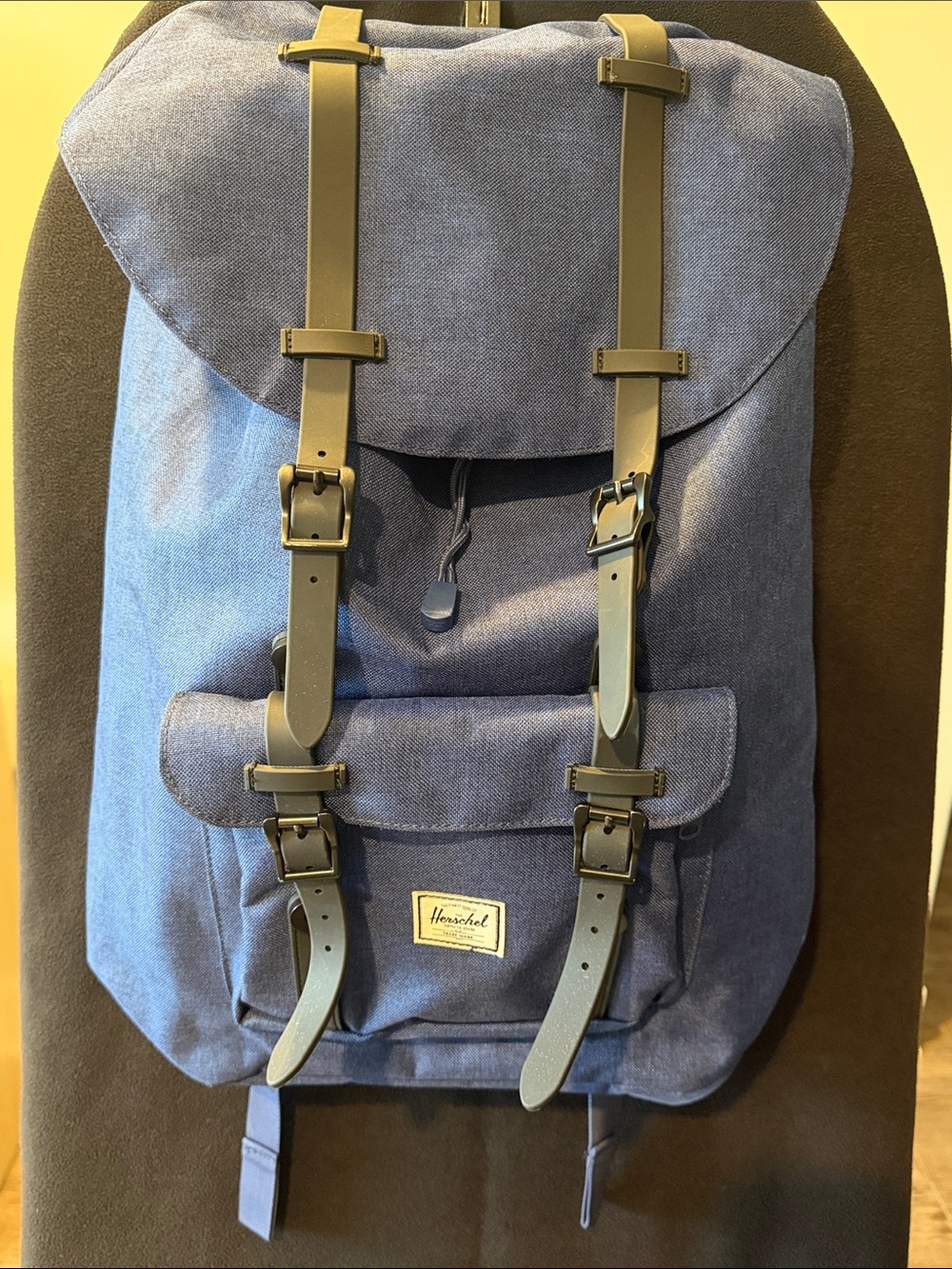 Herschel Supply Company Blue Canvas Backpack with Olive Straps